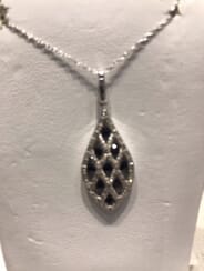Frank and Fran’s Showcase Jewelers - 14k White Gold Diamond and Sapphire Pendant with 14k Chain